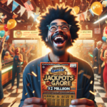 alt_text: "Poster Georgia Lottery berjudul Gelombang Keberuntungan, mencantumkan hadiah miliaran rupiah."