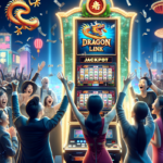 alt_text: Pemenang merayakan kemenangan besar di mesin slot Jutawan Dragon Link di Pechanga Casino.